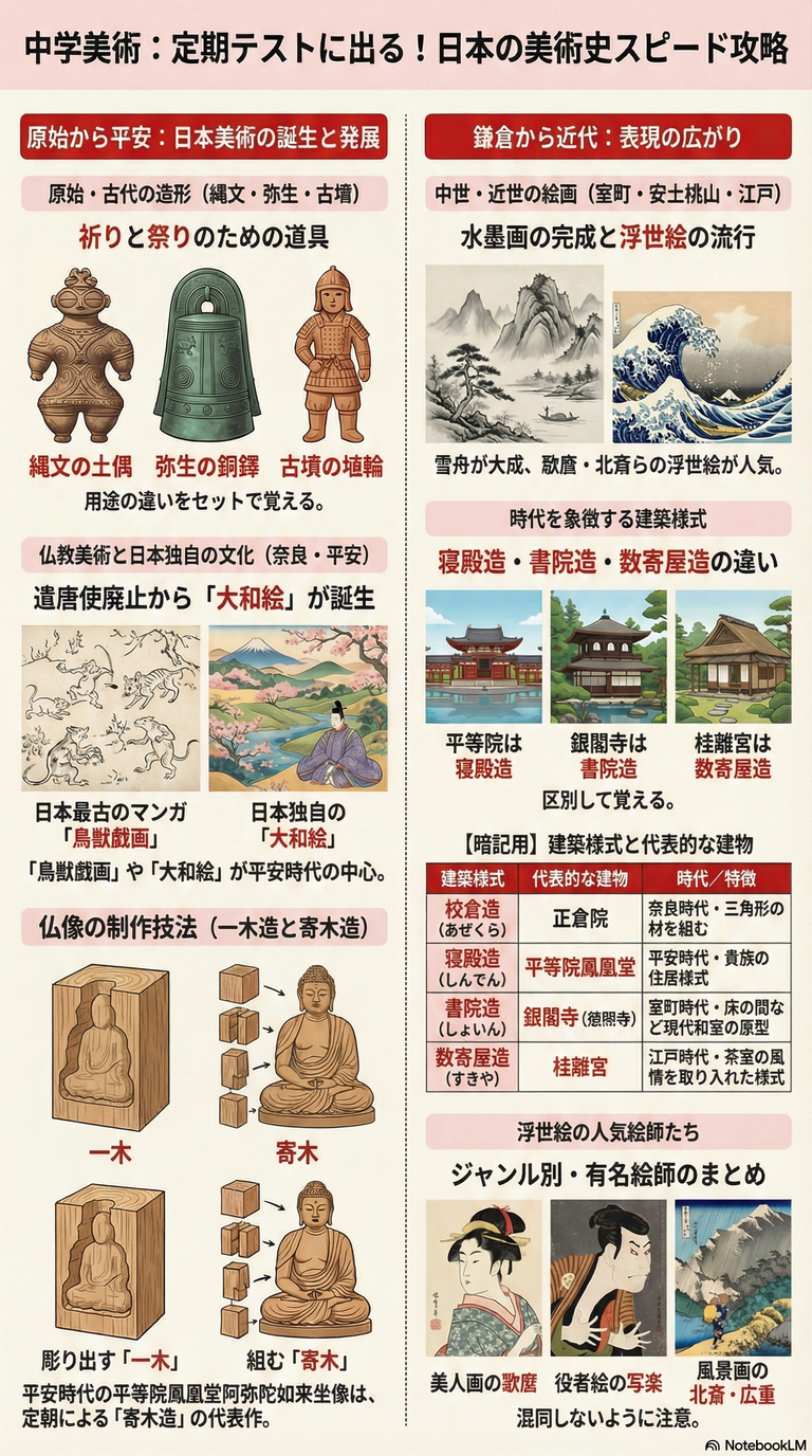 中学音楽定期テスト対策(日本の美術)