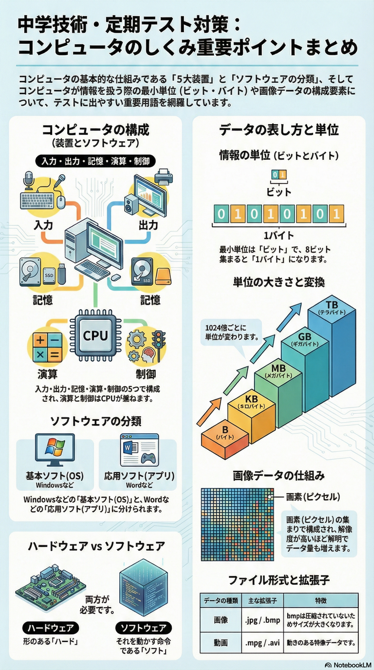 中学技術定期テスト対策(コンピュータのしくみ)