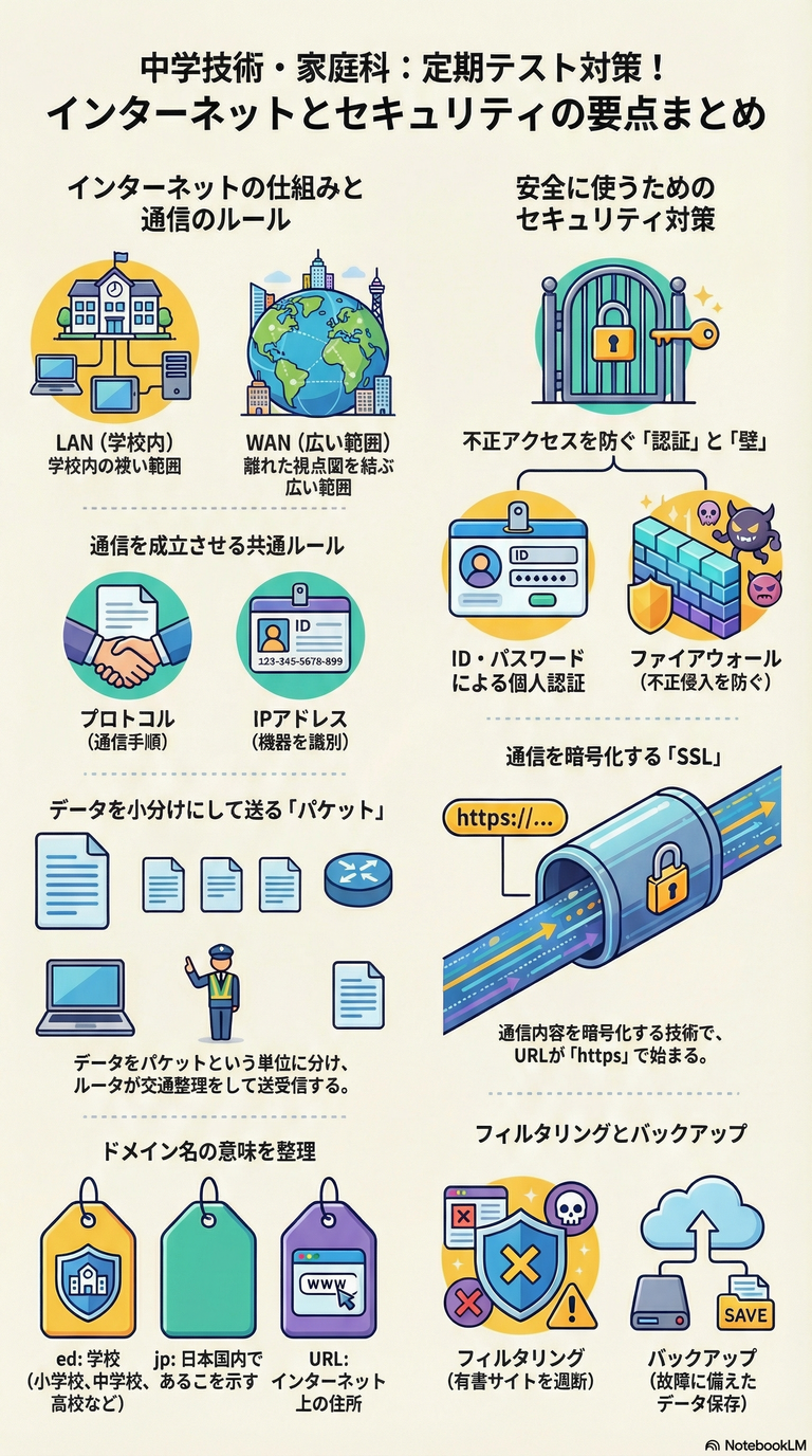 中学技術定期テスト対策(インターネット、セキュリティ)