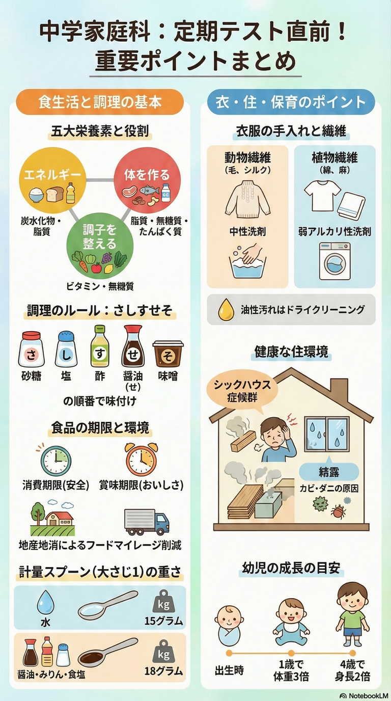 中学家庭科定期テスト対策(まとめ)